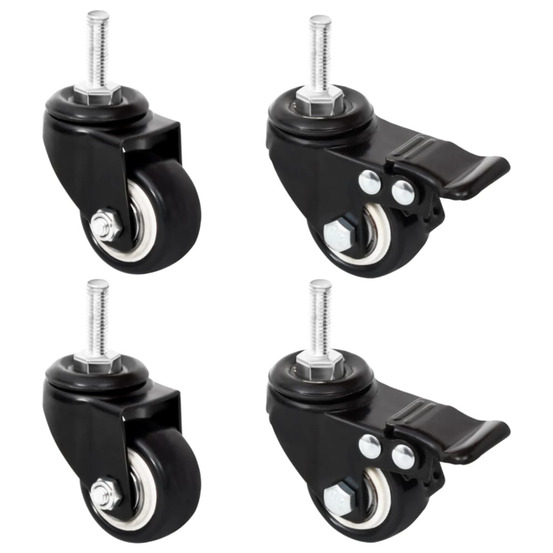 Roues pour jardinière 4 pcs noir 8x3,5x8 cm fer