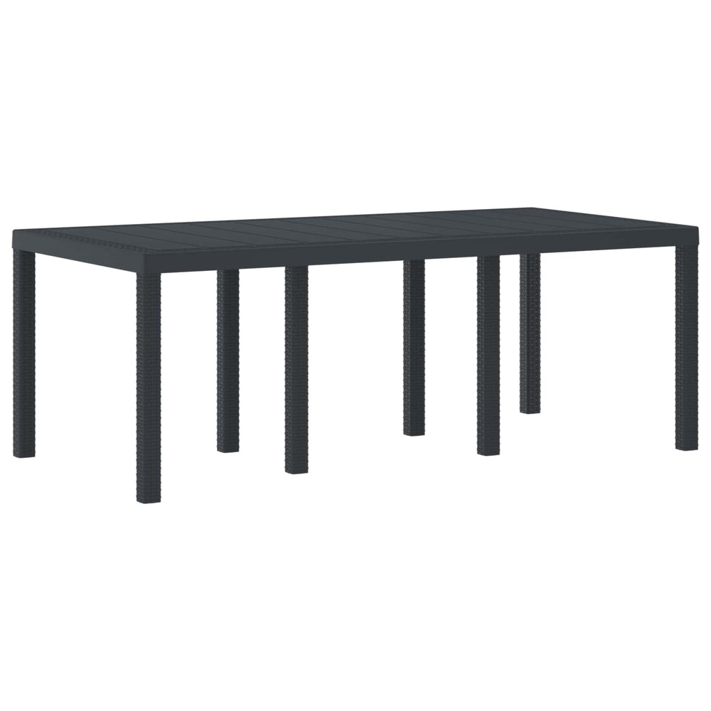 Table de jardin anthracite 200 x 100 x 73 cm polyrotin
