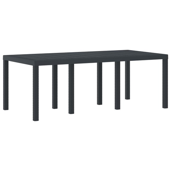 Table de jardin anthracite 200 x 100 x 73 cm polyrotin