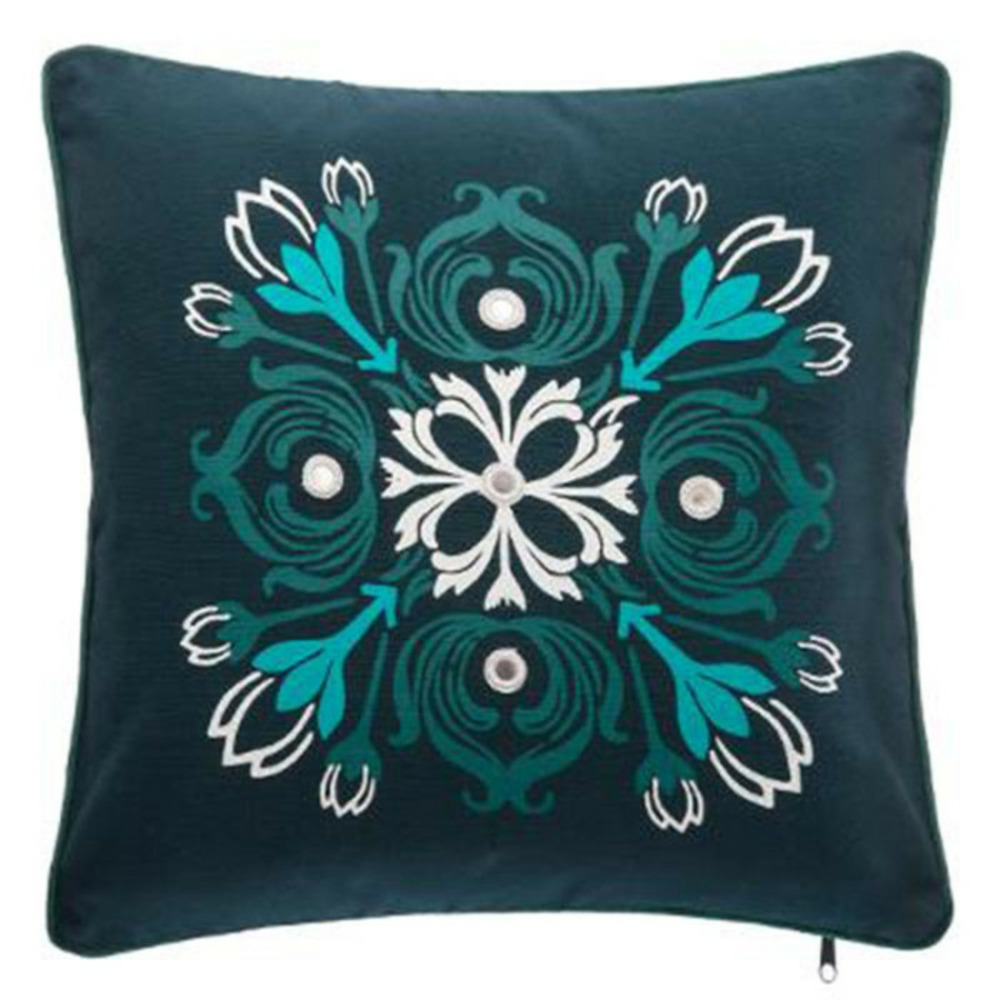 Housse de coussin imprimé rosace 40x40cm bleu