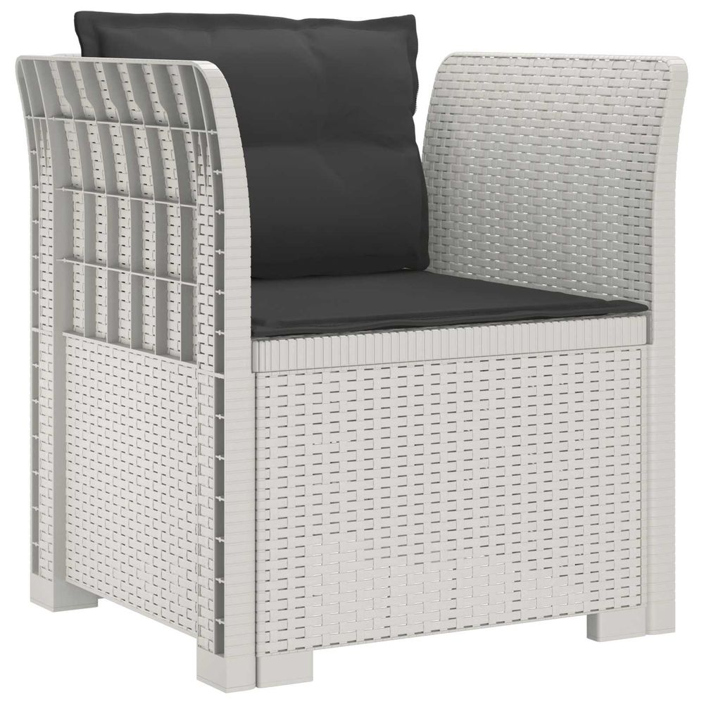 Fauteuil 1 place avec coussins look rotin pp blanc