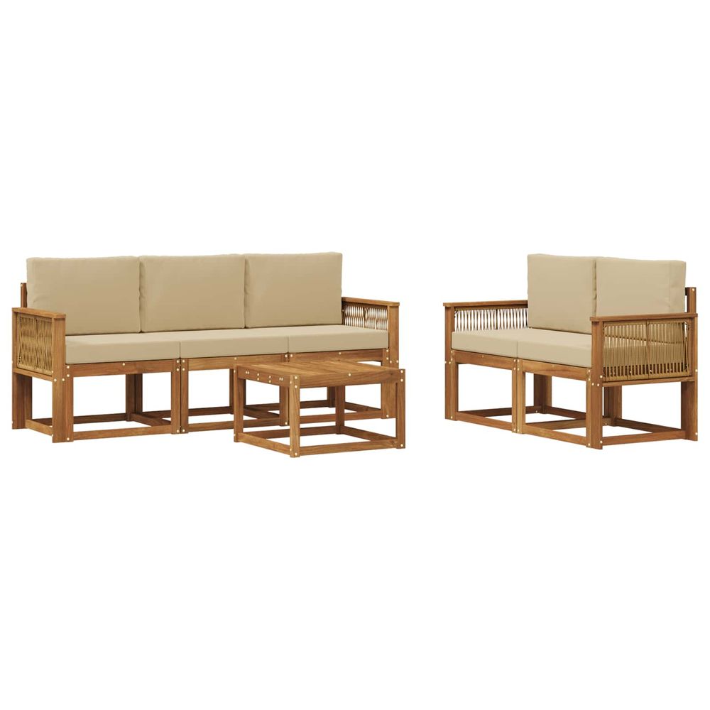 Ensemble de canapés d'extérieur 6 pc naturel et beige polyester