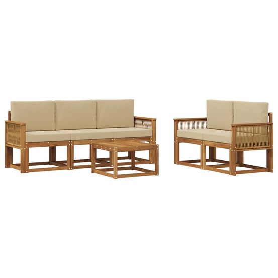 Ensemble de canapés d'extérieur 6 pc naturel et beige polyester