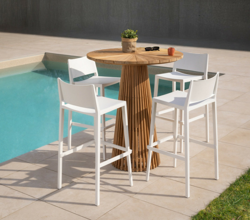 Ensemble de bar - 4 personnes - bois et blanc - baligos bar