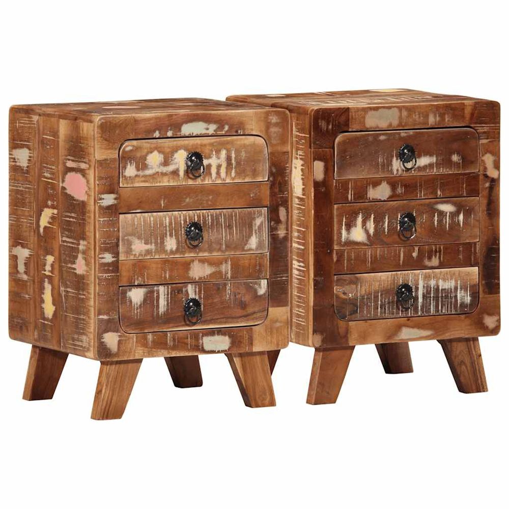 Table de chevet 2 pcs 37x32x50 cm bois massif de récupération