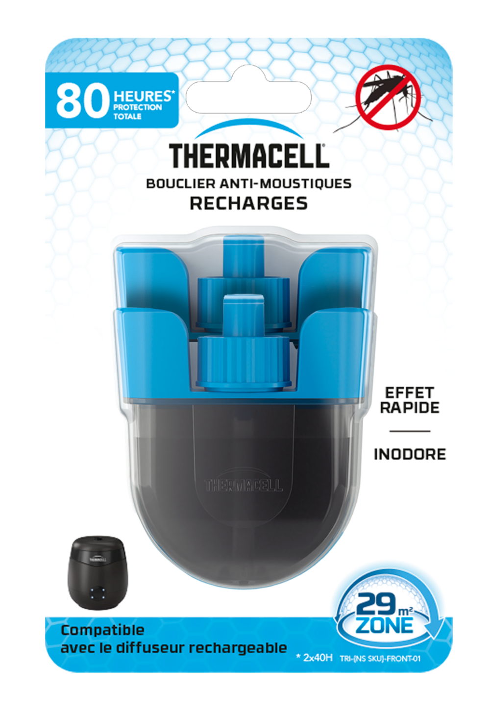 Thermacell recharge piège anti moustiques & moustiques tigres - 80h - pour bouclier 29m² - inodore therecharg80