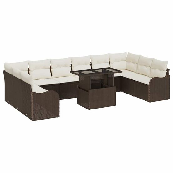 Ensemble de canapé de jardin 11 pc 10-nombre de places marron