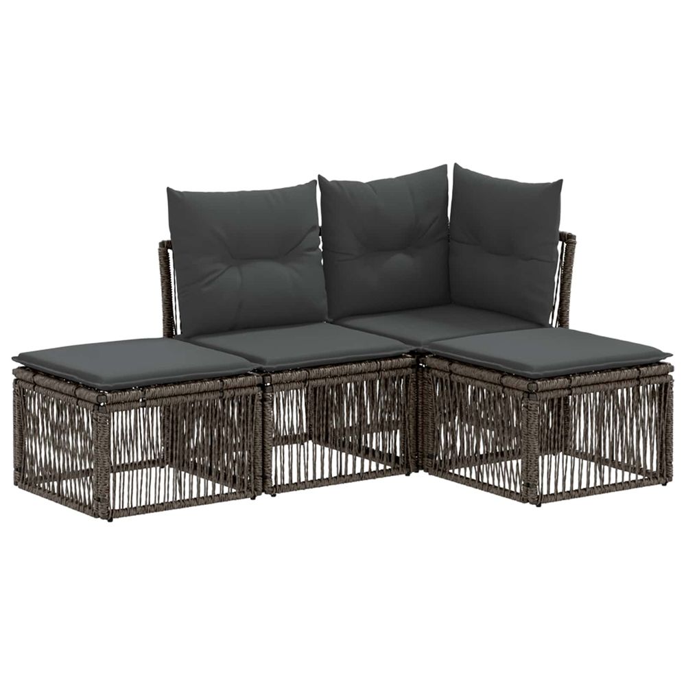 Ensemble de canapé de jardin 4 pc gris polyrotin