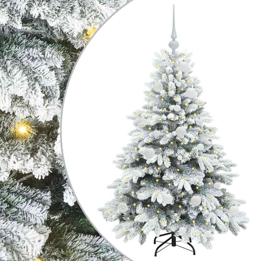 Sapin de noël artificiel avec 150 led blanc 120 cm pe et pvc