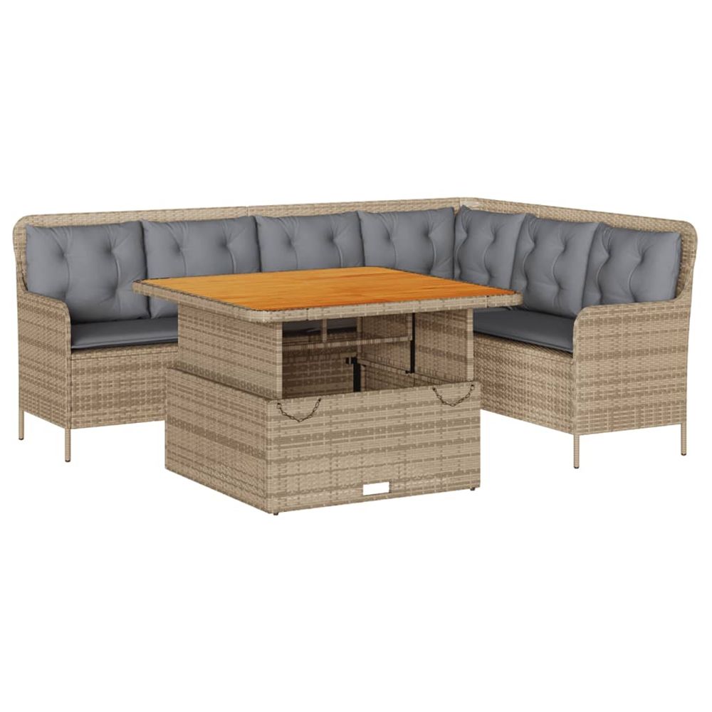 Salon de jardin avec coussins 2 pcs beige résine tressée