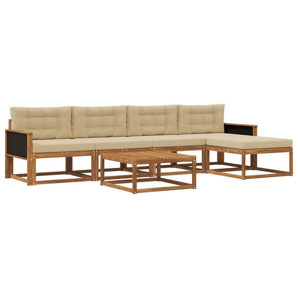 Ensemble de canapés d'extérieur 6 pcs naturel et beige