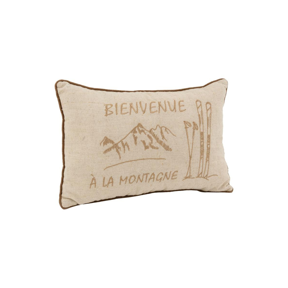Coussin en lin et coton bienvenue à la montagne
