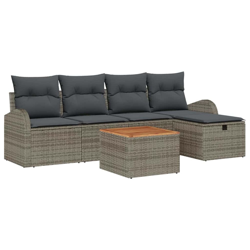 Ensemble de canapé de jardin 6 pc gris poly rotin