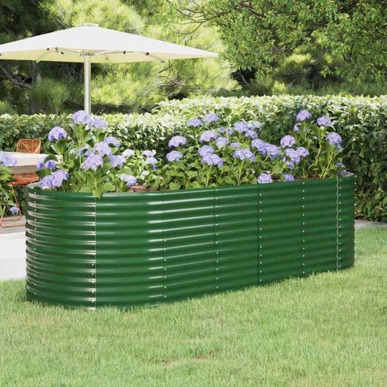 Grand carré potager surélevé acier jardin vert 249x100x68 cm