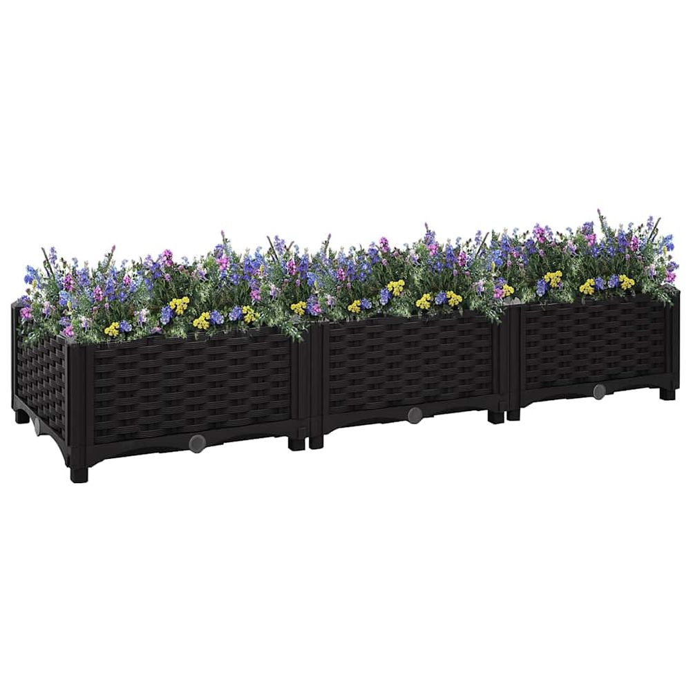 Carré potager rectangulaire 120x40 cm en polypropylène pour potager noir