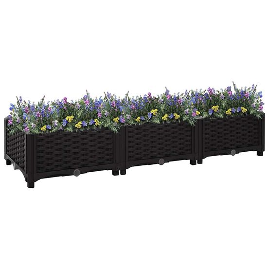 Carré potager rectangulaire 120x40 cm en polypropylène pour potager noir