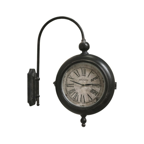 Horloge murale gare double face décorative vintage métal marron 57cm