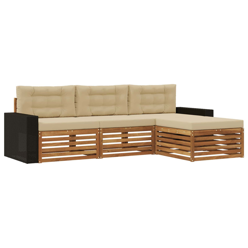 Ensemble de canapés d'extérieur 4 pcs naturel et beige