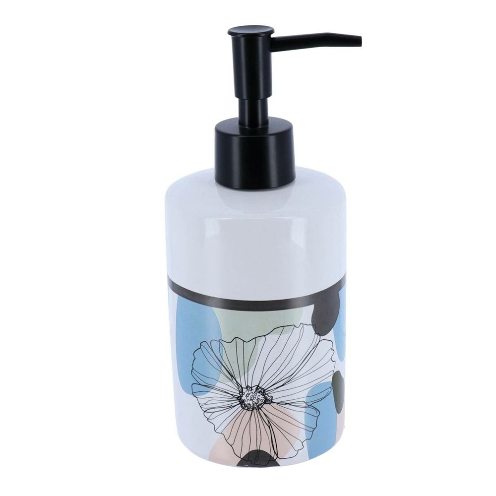 Distributeur a savon dolomite rond imprime 320 ml - flowers