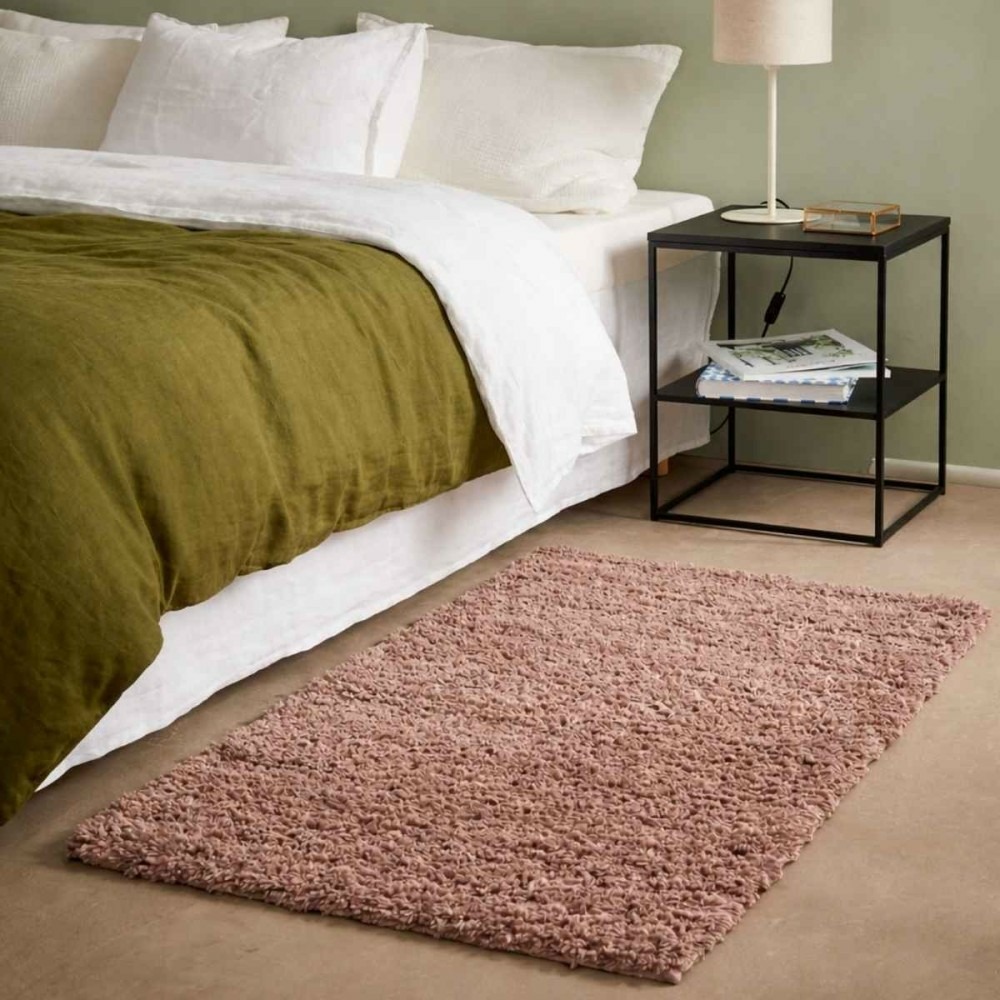 Tapis descente de lit poils longs taupe 60x110cm