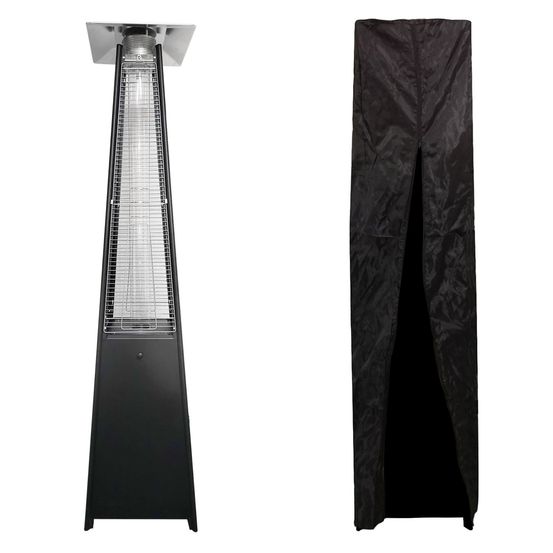 Parasol chauffant gaz stockholm 13kw acier noir + housse de protection