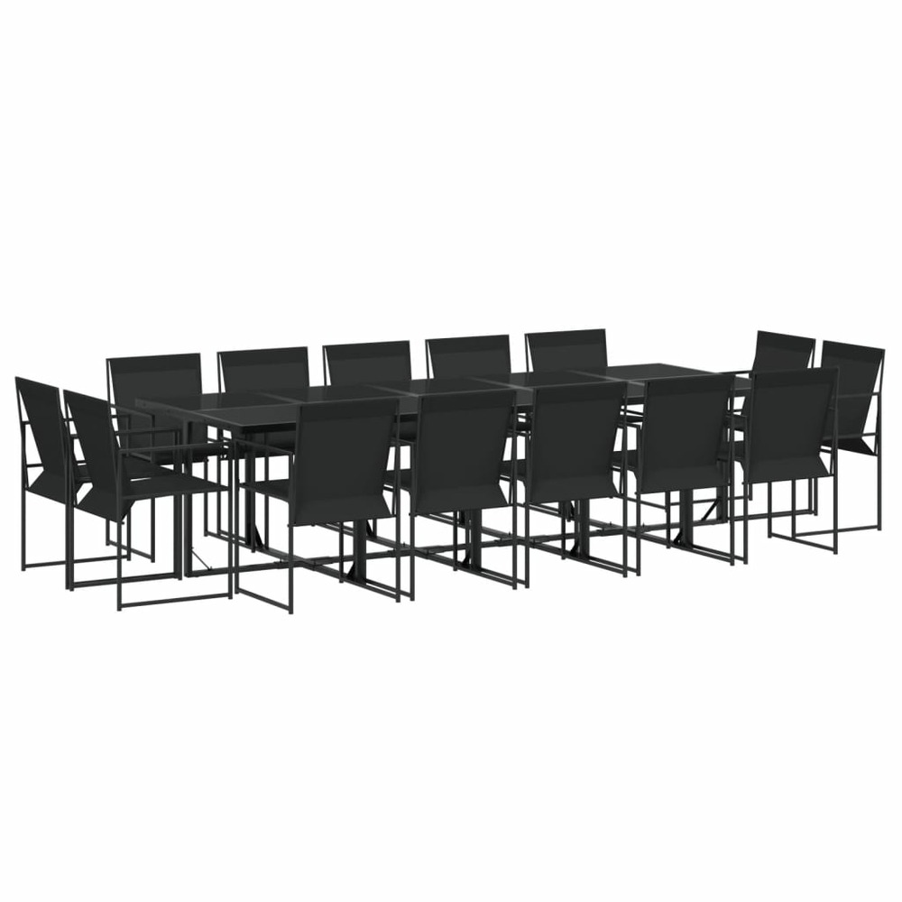 Ensemble à manger de jardin 15 pcs noir textilène