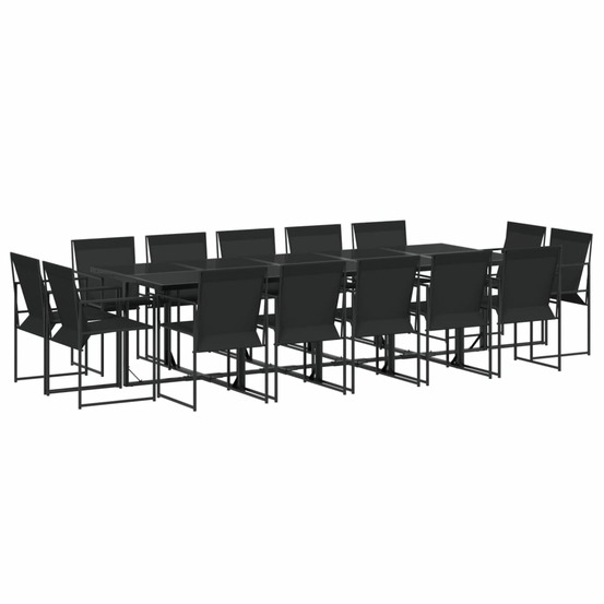 Ensemble à manger de jardin 15 pcs noir textilène