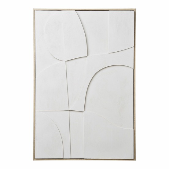 Tableau mural relief contemporain toile blanche 60 x 90 cm