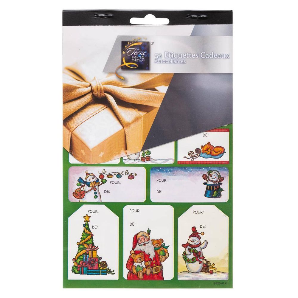 Planches de 48 ou 52 étiquettes cadeaux autocollantes
