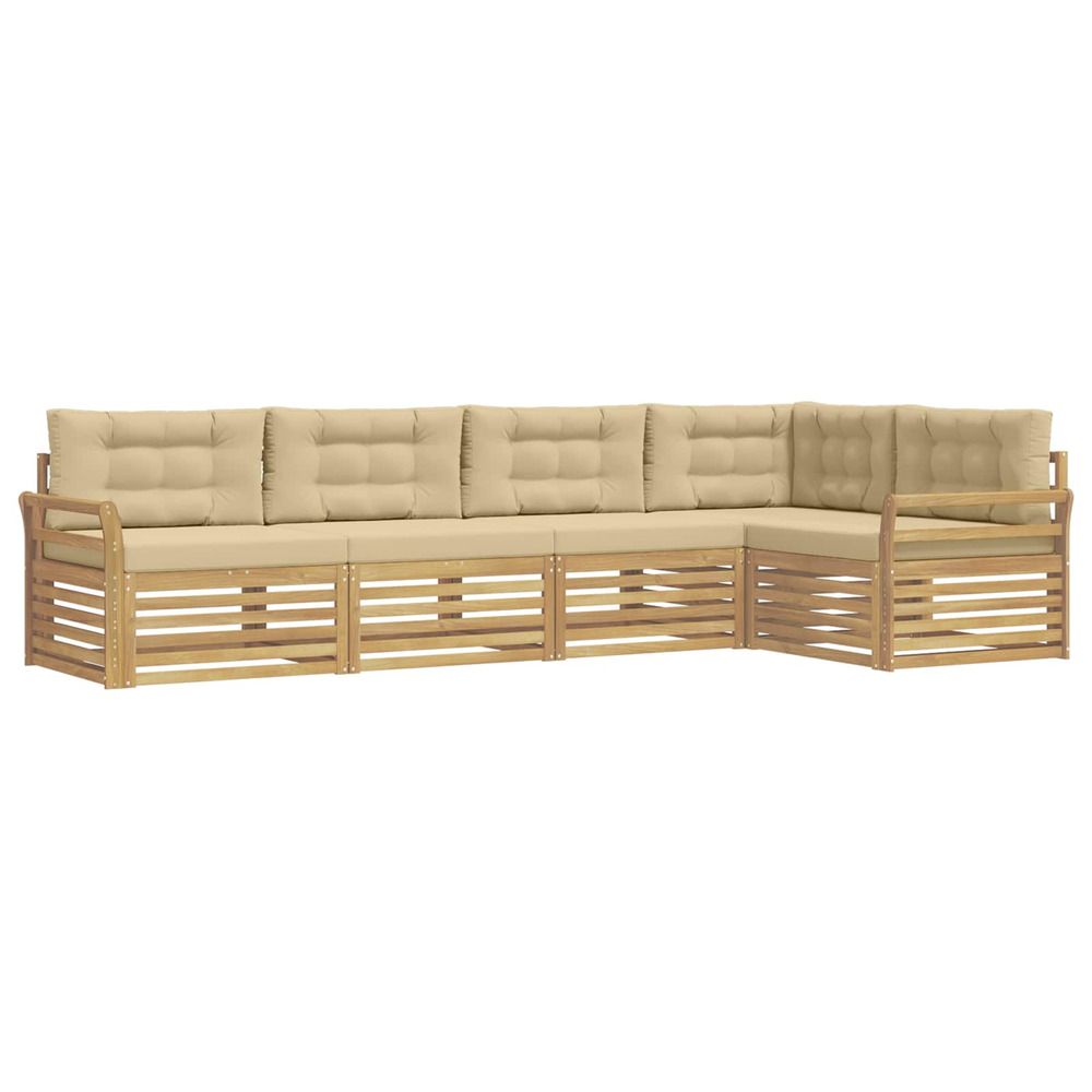 Ensemble de canapés d'extérieur 5 pc blanc et beige polyester