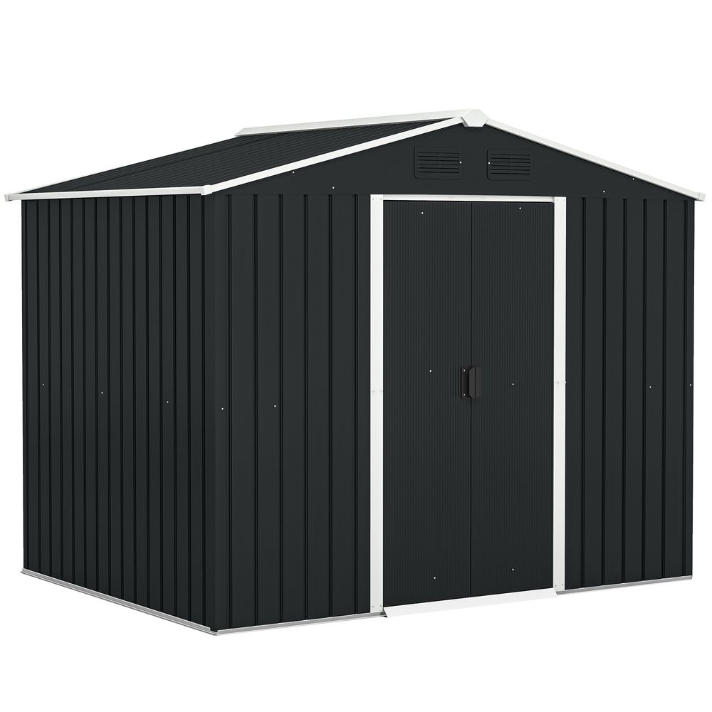 Abri de jardin rangement acier galvanisé extérieur toit incliné 236x174x190cm gris foncé - comfortxl outdoor living