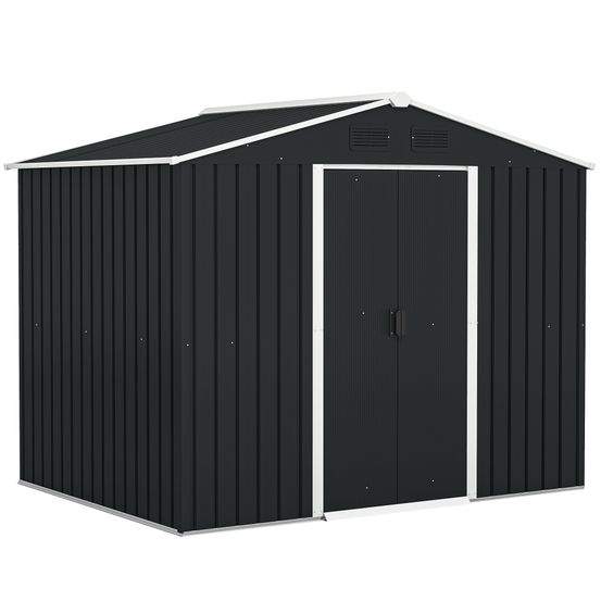 Abri de jardin rangement acier galvanisé extérieur toit incliné 236x174x190cm gris foncé - comfortxl outdoor living