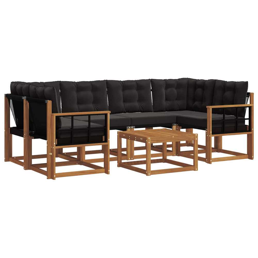 Ensemble de canapés d'extérieur 7 pcs naturel et noir