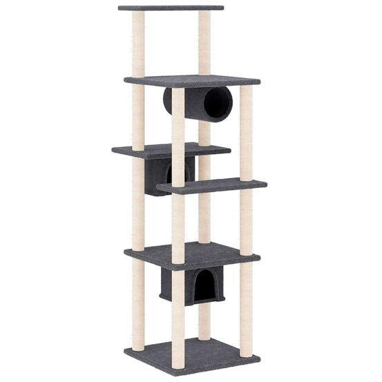 Arbre à chat avec griffoirs en sisal gris foncé 169 cm
