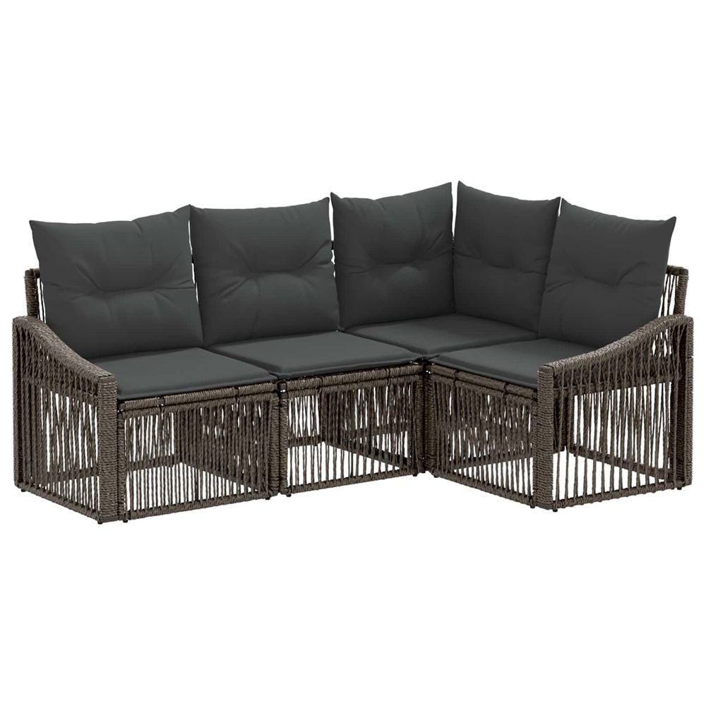 Ensemble de canapé de jardin 4 pc gris polyrotin