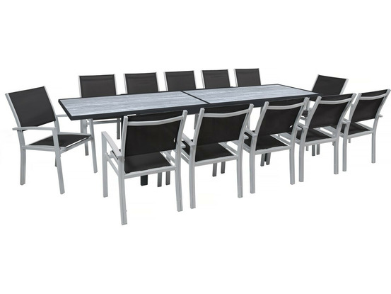 Table extensible et chaises de jardin en aluminium