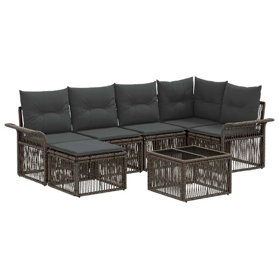 Ensemble de canapé de jardin 7 pc gris polyrotin