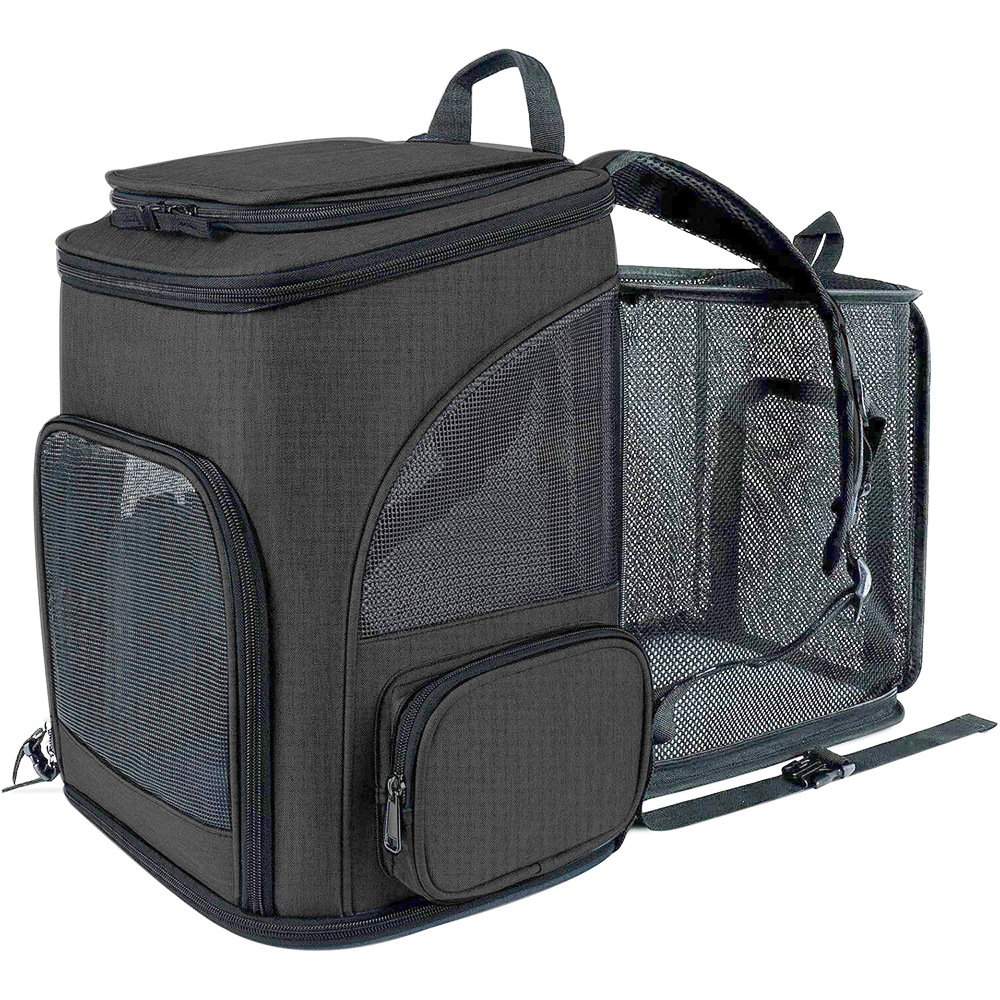 Sac à dos pour chat mcboson noir - extensible, grande capacité, pliable