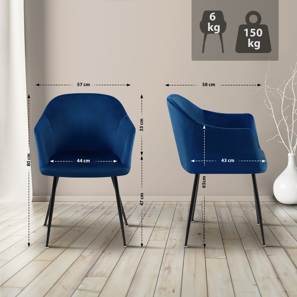 Chaise de salle à manger en velours jaysie