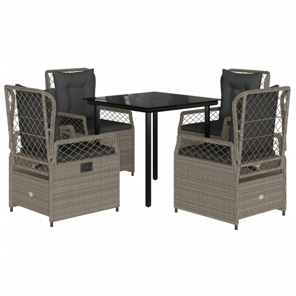 Ensemble à manger de jardin et coussins 5 pcs gris clair rotin
