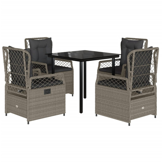 Ensemble à manger de jardin et coussins 5 pcs gris clair rotin