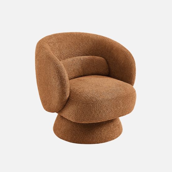 Fauteuil pivotant, rotatif 360° en tissu avec coussin - l 76 x p 76 x h 76,5cm - elias