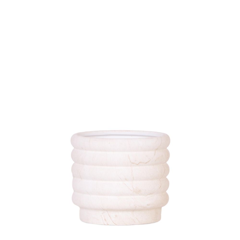 Cache-pot céramique effet marbre - élégance minérale claire - pot de 12cm