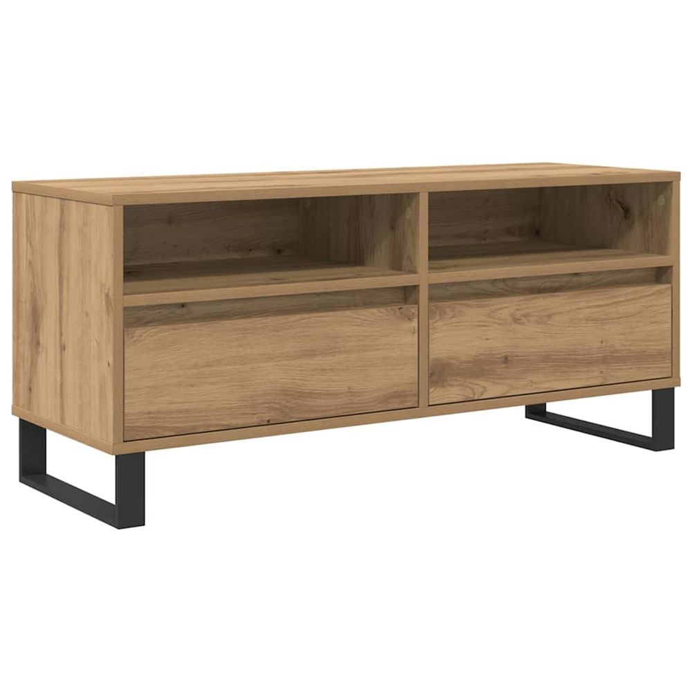 Meuble tv 100 x 34,5 x 44,5 cm chêne artisanal