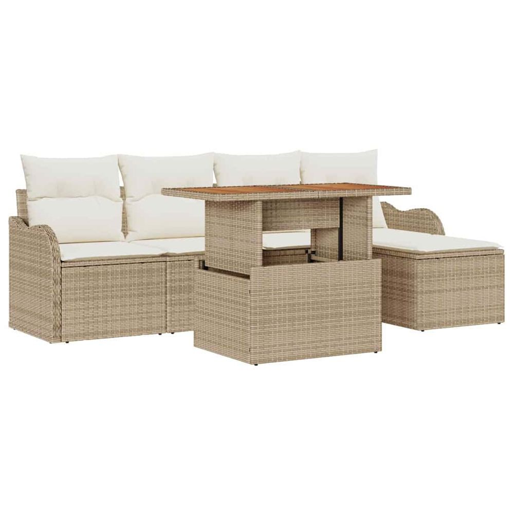 Ensemble de canapé de jardin 6 pc beige et crème polyrotin