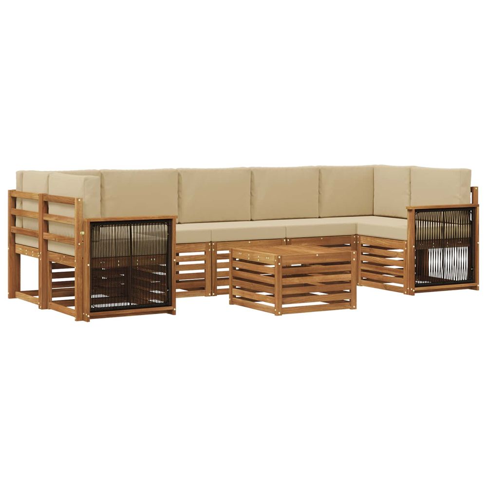 Ensemble de canapés d'extérieur 8 pc naturel et beige