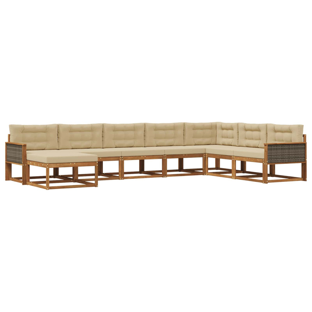 Ensemble de canapés d'extérieur 8 pcs naturel et beige