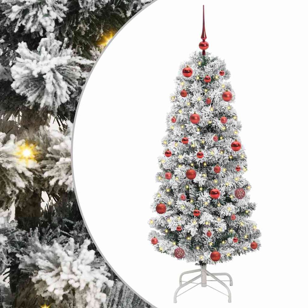 Sapin de noël artificiel à branches articulées vert et blanc