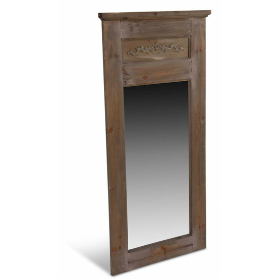 Grand miroir ancien rectangulaire vertical bois marron - décoration d'autrefois