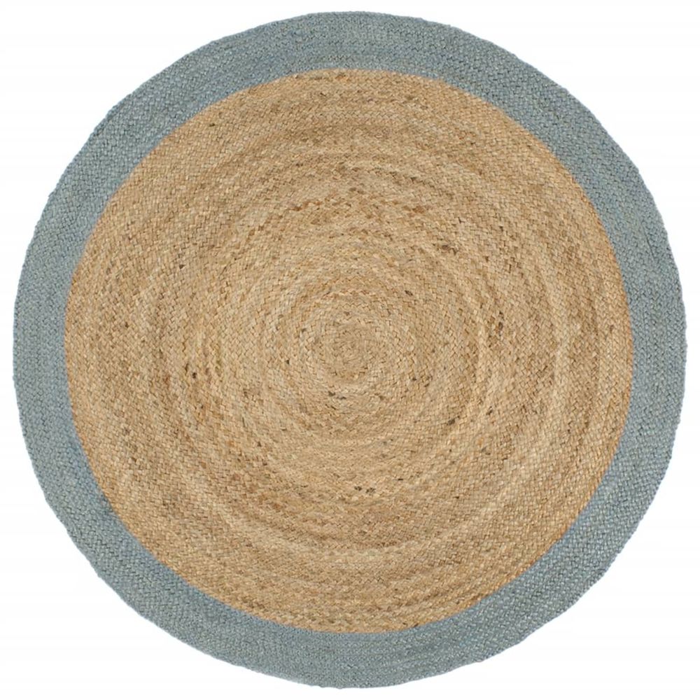 Tapis fait à la main jute avec bord vert olive 240 cm